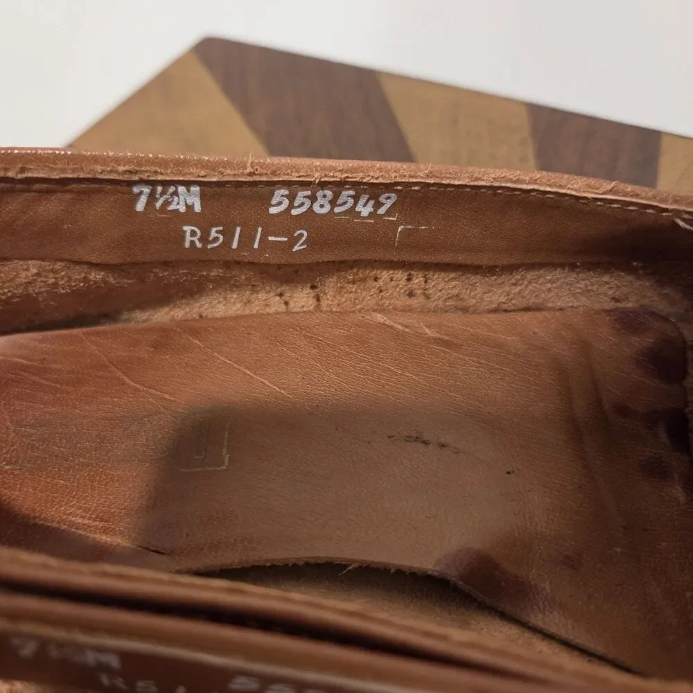 True Vintage Dexter USA Leather Loafers Moccasin US 7.5 Woven Brown 70s 80s Boho